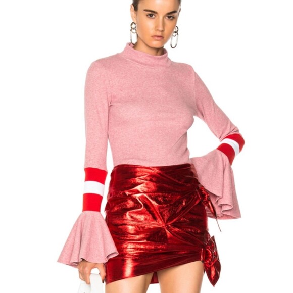 Maggie Marilyn Bell Flare Mock Neck Sweater Pink 2 - Picture 1 of 9